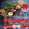 12PCS Wooden Christmas Ball Ornaments Red White Elk Snowflake Xmas Tree Decor Holiday Winter Party Hanging