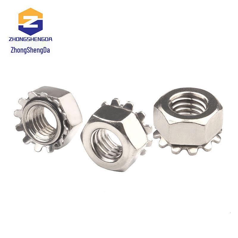 Nickel-Plated White Zinc External Tooth K-Type Cap Nut Multi-Tooth Washer M3-M8
