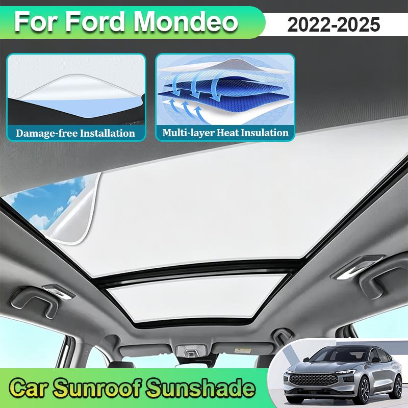 For Ford Mondeo MK5 Accessories 2022~2025 Car Sunroof Sunshades Electrostatic Adsorption Heat Insulation Sticker Cooling Curtain