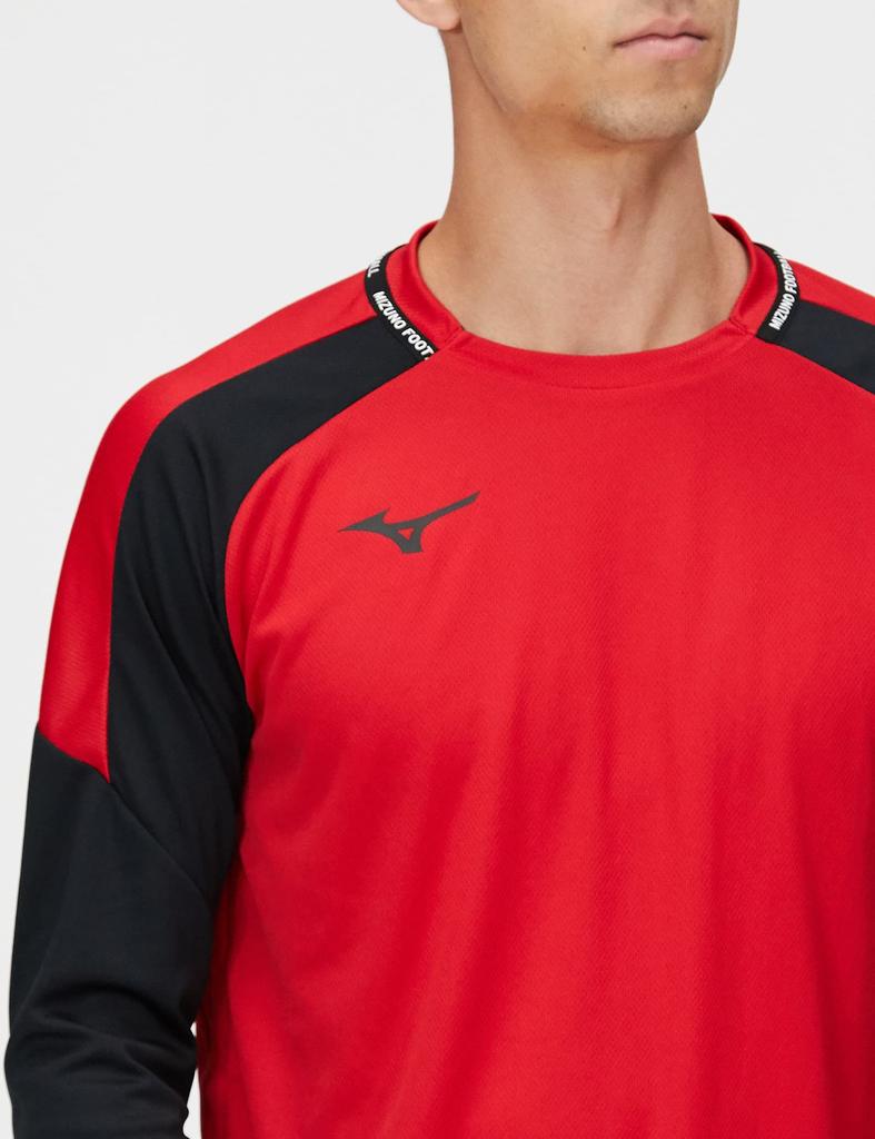 Mizuno PRO Field Long Soccer Chinese Size S Shirt, Sleeve, Moisture-Wicking, Quick-Drying, Wear, P2MA2506, Red,