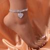 Women Anklet Exquisite Sparkling Rhinestone Heart Pendant Extended Length Leg Bracelet Birthday Gift