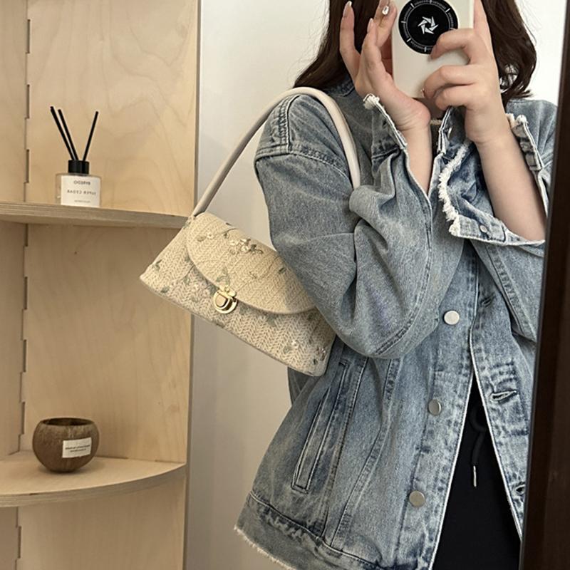 Модная маленькая сумка через плечо Женская плетеная соломенная сумка-тоут Рафия Летняя пляжная сумка Хобо Кроссбоди CLE