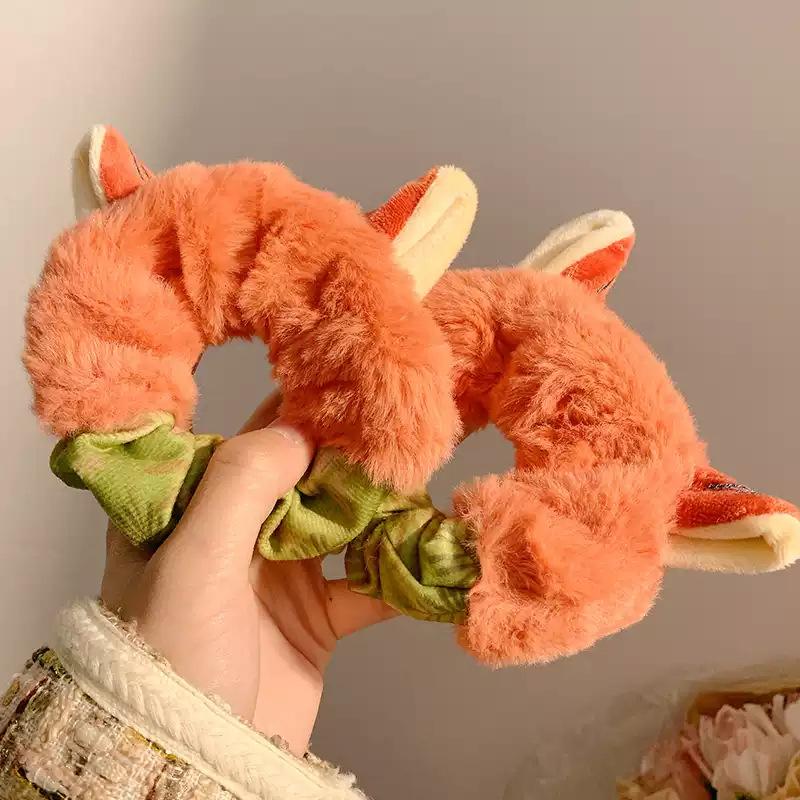 Мультяшный кролик, лисьи ушки, плюшевая резинка для волос, повязка на голову, милый животный полицейский головной убор, резинка для волос для девочек, аксессуары для волос