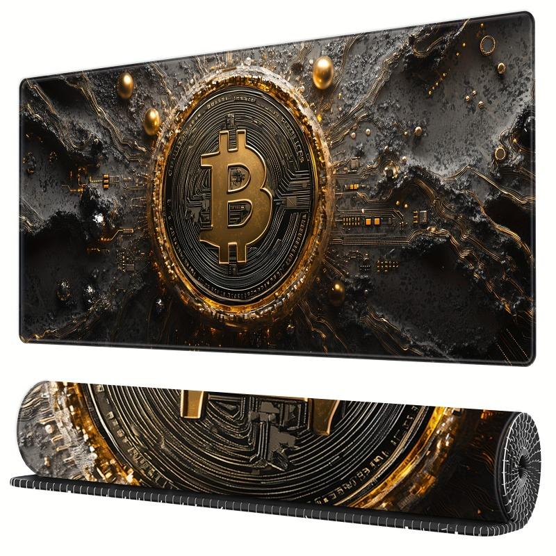 Коврик для мыши BHJLAXR расширенный игровой bitcoin-тематика нескользящая резиновая основа прошитые края настольное украшение