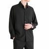 Men's Summer Ice Silk Long-Sleeve Black Drape Shirt - Wrinkle-Free, Loose, Casual, Handsome Gray Style
