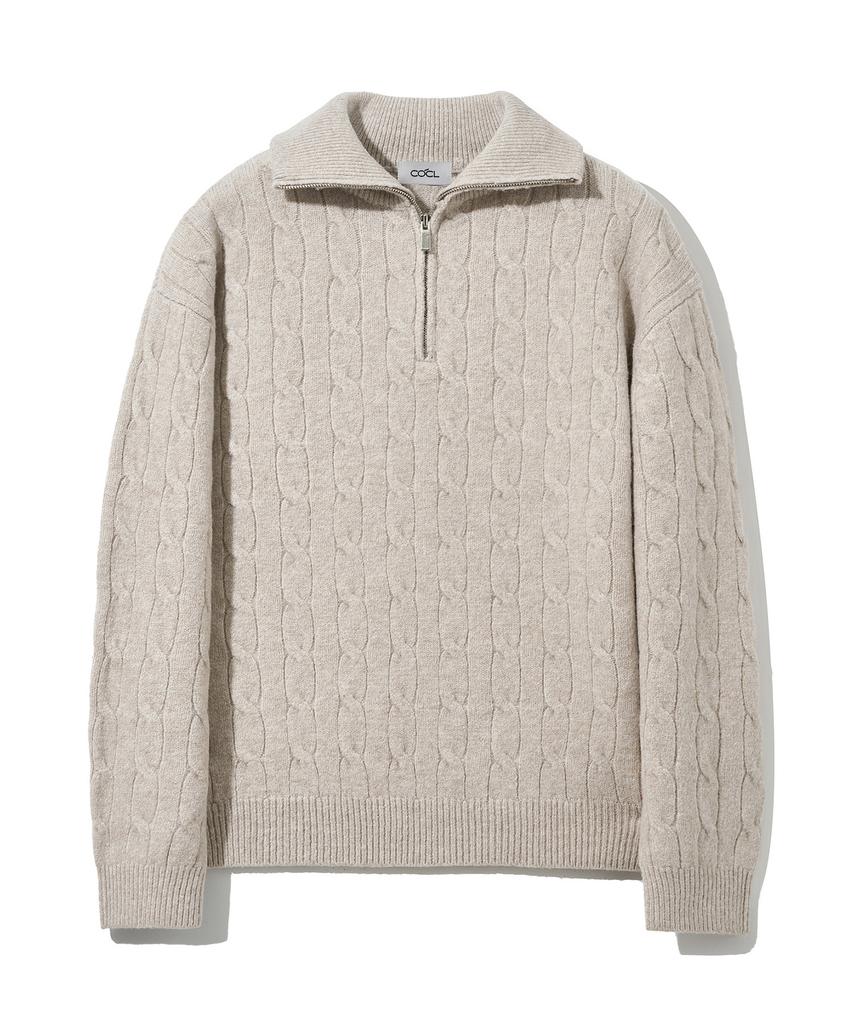 COSTUME O’CLOCK Cable Half Zip Heavy Knit Pullover 8 Color Cooskt069