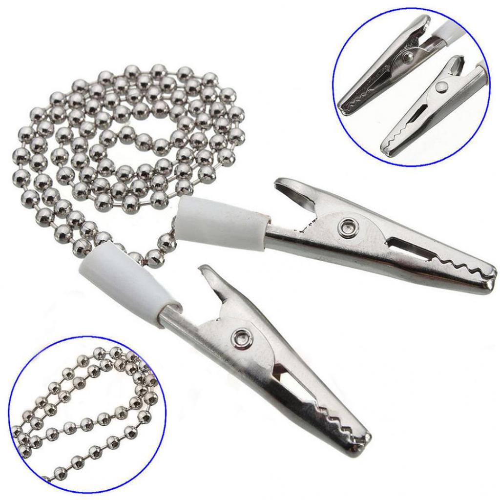 Dental Lab Bib Crocodile Clip Flexible Metal Ball Chain Reusable Napkin Holder