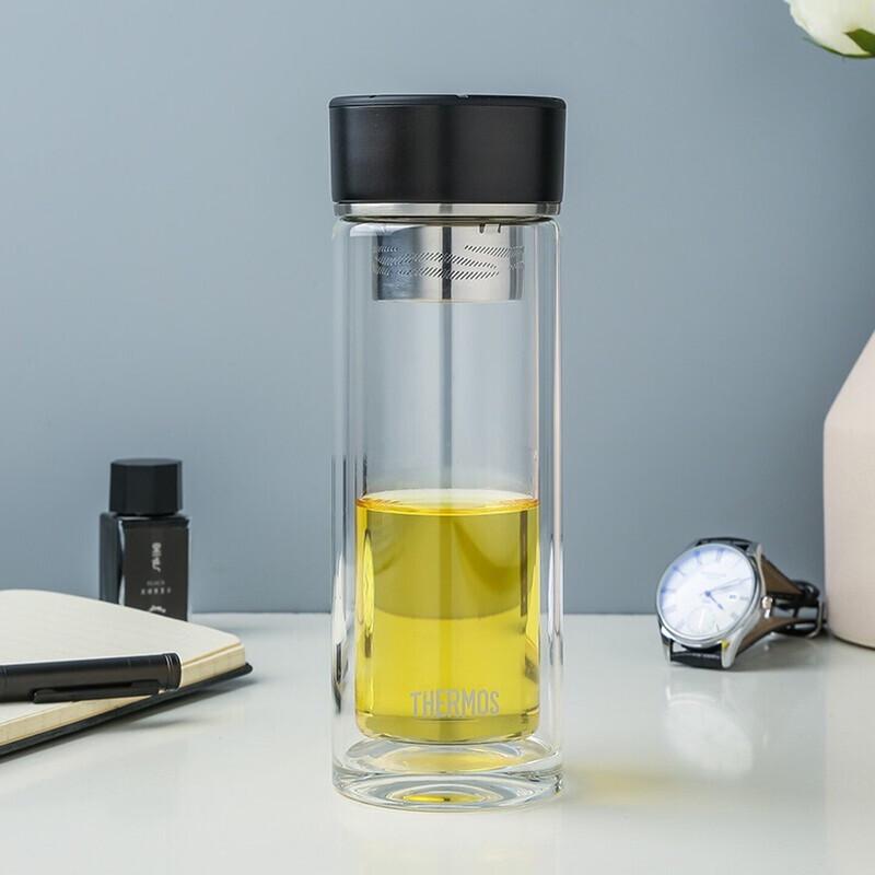 THERMOS Portable Double Wall Tea Infuser Glass Bottle