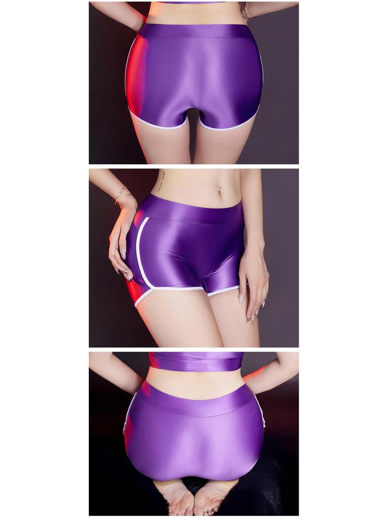 Silky Glossy Hip-Lifting Yoga Shorts: Campus Style Body Shaping Lingerie