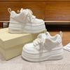 Модная обувь на высокой платформе 8 см Женская Весенне-осенние массивные кроссовки Дизайнерская обувь на толстой подошве Кожаная спортивная обувь Дышащие кроссовки Женские