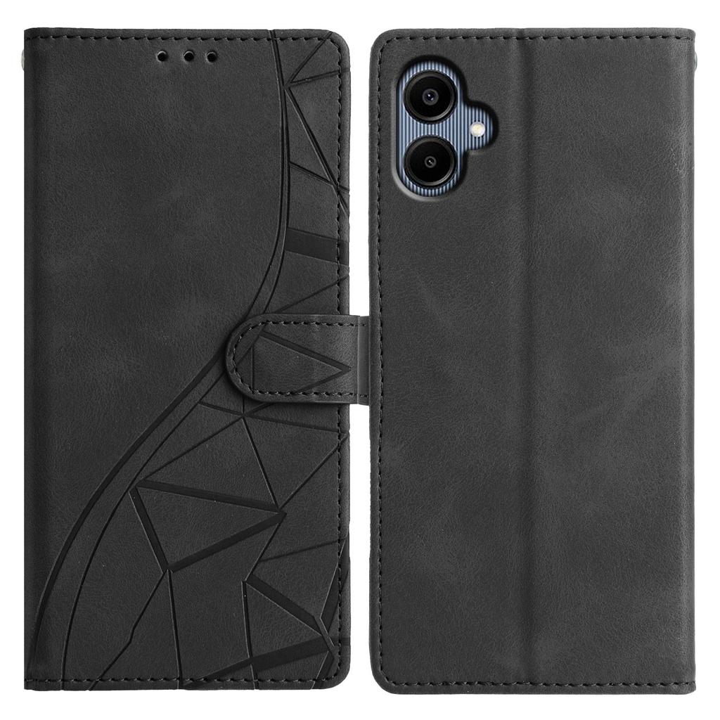 For Samsung Galaxy A06 4G Case Wallet Stand Imprinted Triangle Pattern Leather Phone Flip Cover