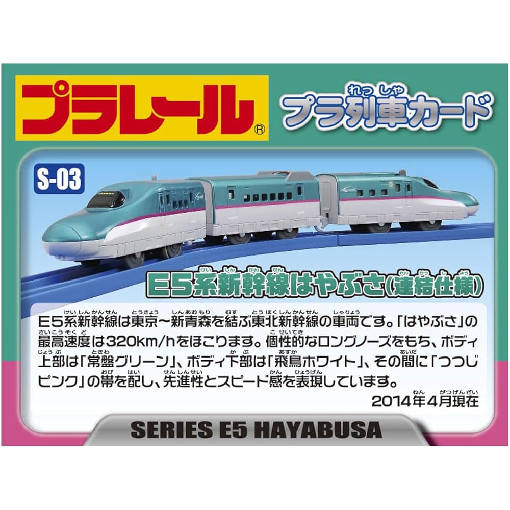 Takara Tomy Plarail S-03 E5 Series Shinkansen Hayabusa Train Set with Coupling Feature