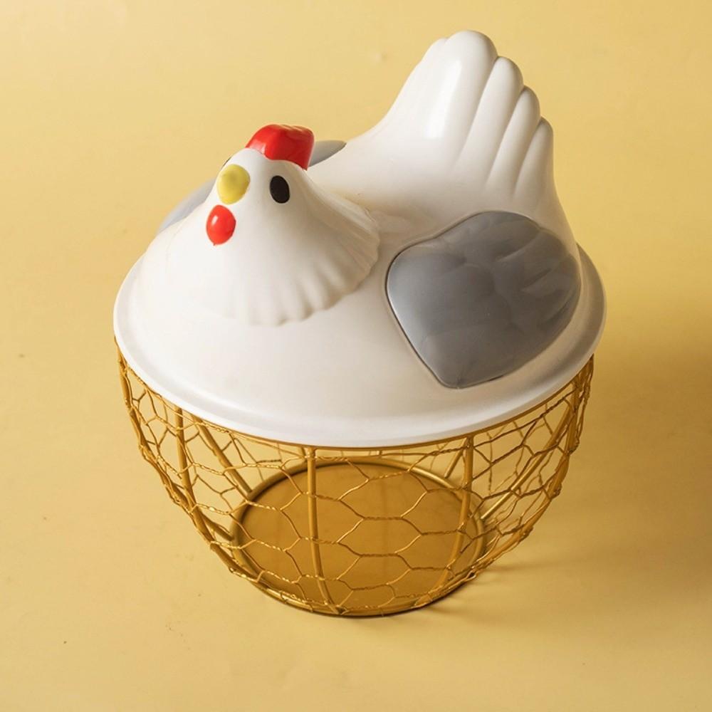 Rustic Egg Container Storage Hollow Iron Basket Hen Shape Egg Basket Kitchen Accessories