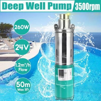 DC 24V 260W Высоконапорный 50м Погружной насос для глубоких скважин Погружной насос постоянного тока для сада дома Сельскохозяйственное орошение Солнечный водяной насос