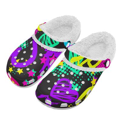 1 пара унисекс теплых белых ЭВА клогов на подкладке, легкая обувь слипоны, мягкий плюшевый интерьер, противоскользящий дизайн для зимней носки в помещении и на улице