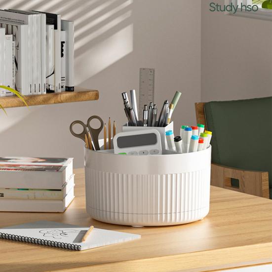 Держатель для кистей для макияжа, вращающийся на 360 градусов, большая вместимость, несколько отделений, органайзер для косметики на столешницу