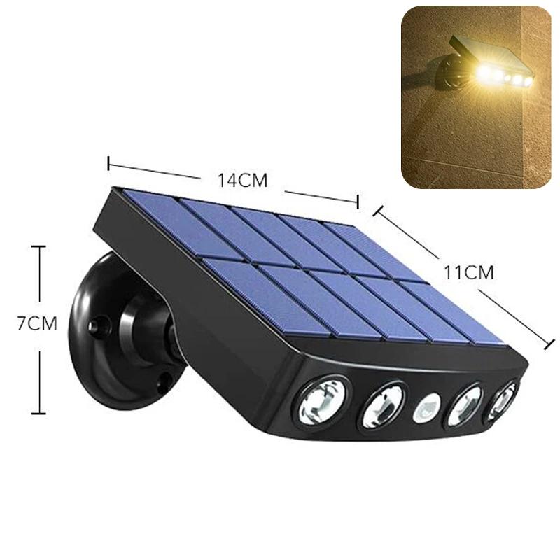 4 светодиодных мощных солнечных охранных светильника, уличный декор, датчик движения, 3 режима, уличный водонепроницаемый светильник, настенный ночной рабочий светильник для сада