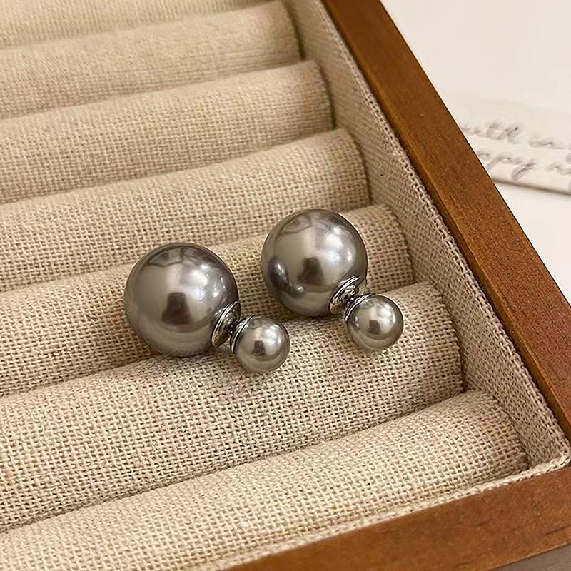 Double-Sided Big Small Pearl Ball Stud Earrings For Women Temperament Earrings Elegant Ladies Party Banquet Jewelry Gift