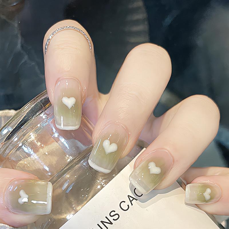 24Pcs Short Square Fake Nails Cloud Star Pattern Full Cover Press On Nail Tips Manicure Art