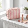 Portable PVC Striped Makeup Bag Mini Cosmetic Pouch Cute Toiletry Bag  Daily Use