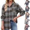 Женская модная широкая клетчатая куртка-рубашка с длинными рукавами и карманами на пуговицах