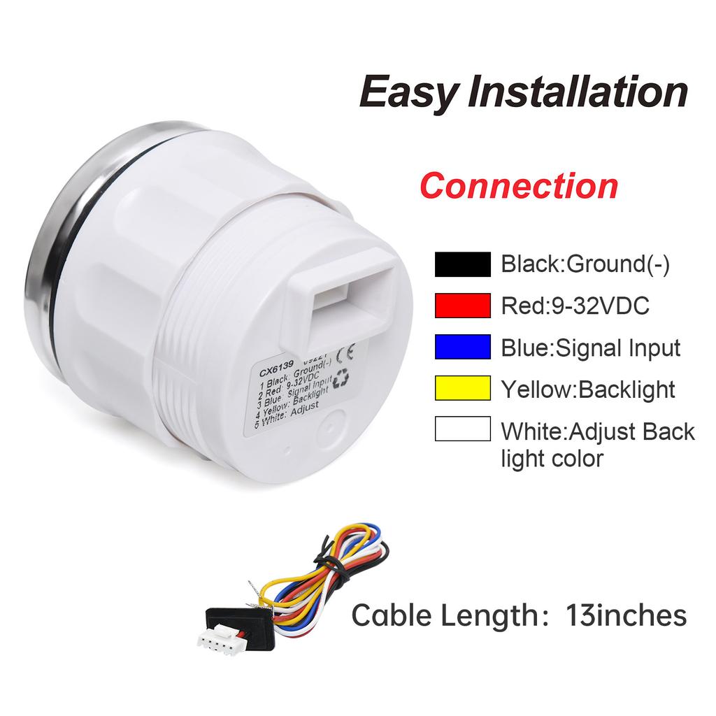 A Waterproof 2" 52mm Fuel Level Gauge 0-190ohm 240-33ohm 7 Colors LED Fuel Level Meter For Marine Boat Car Truck 9-32V Universal