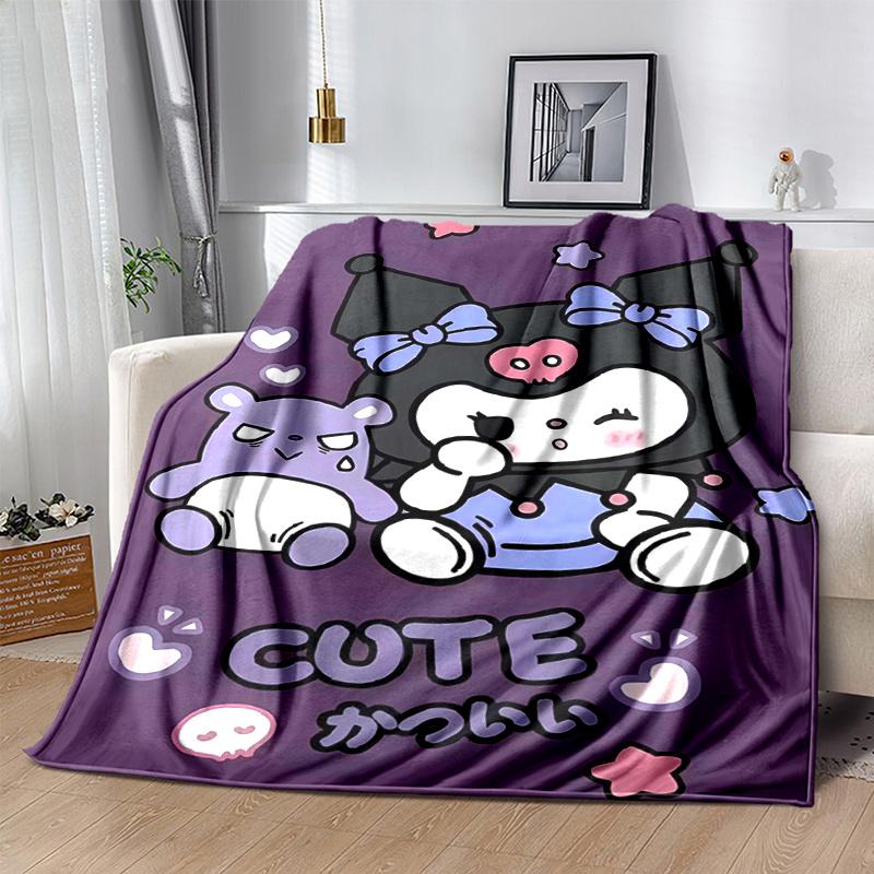 1pc Cute Character Kuromi Blanket, Home Decorative Throw Blanket for All Seasons, Living Room, Travel, Camping, Car Blankets, Beach, Office Naps.H015