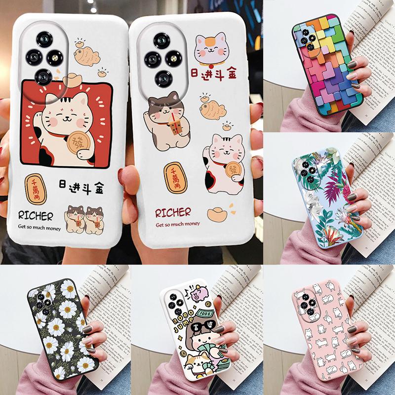 For Honor 200 Case Honor200 Phone Cover Popular Flower Lovely Cartoon Cat Soft Silicone TPU Funda For Honor 200 Protector Bumper