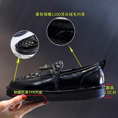 Кожаные хлопковые туфли женские зимние бархатные с утолщением повседневные женские туфли новые на плоской подошве с мелким вырезом универсальные уличные туфли женские