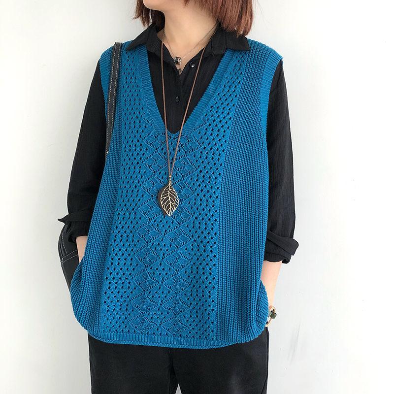 Женский жилет, свитер без рукавов, однотонная винтажная верхняя одежда, вязаный топ с v-образным вырезом, простой женский жилет, осень-зима