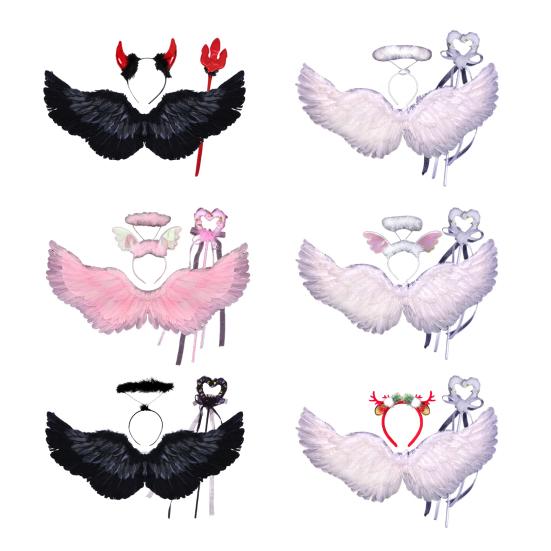 Косплей Крыло ангела Детский набор крыльев ангела с повязкой на голову и волшебной палочкой феи