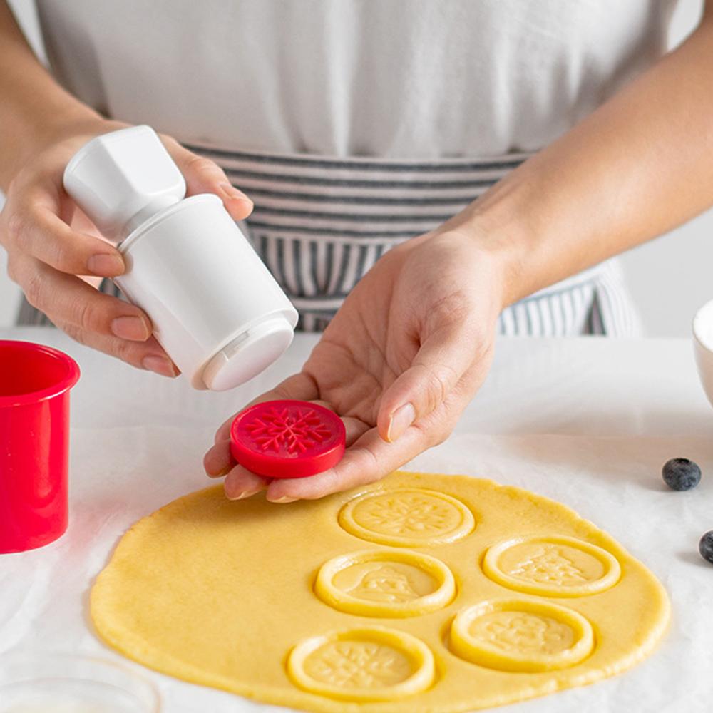 Мультяшный силиконовый штамп для печенья, форма для печенья с деревянной ручкой, рождественская елка, самодельная форма для печати, декор для печенья