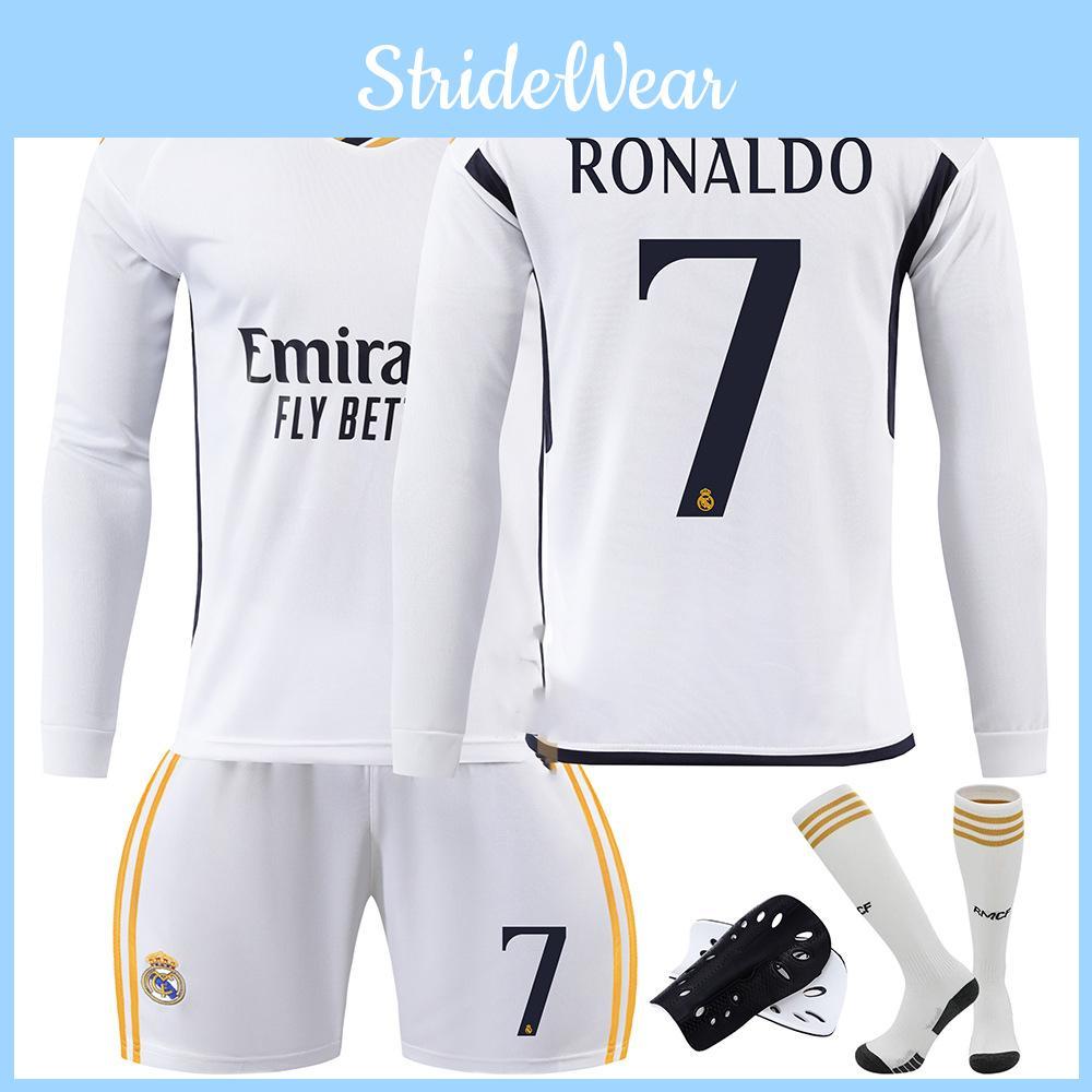 Модная футбольная майка с длинным рукавом «Реал Мадрид» 2324 для детей Вини-младший. Бекхэм Модрич