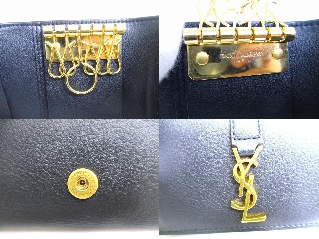 Оригинальный брелок Saint Laurent YSL из черной кожи 6 шт. #b135 Открытая коробка