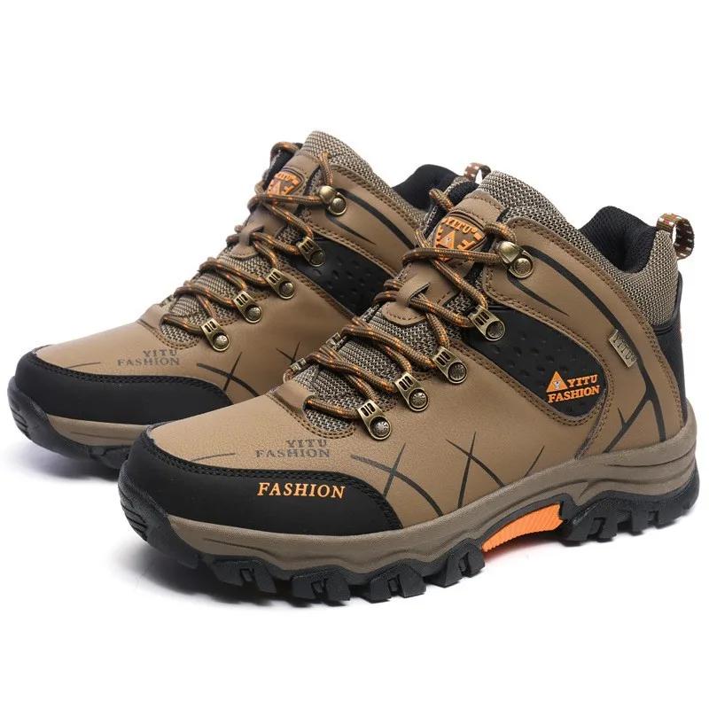 Winter Men Waterproof Snow Boots Leather Sneakers Super Warm Men's Boots Outdoor Male Hiking Boots Work Shoes Botas Zapatos