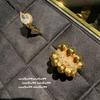Итальянский винтажный бохо браслет с драгоценными камнями и резным цирконом в виде кофейного зерна