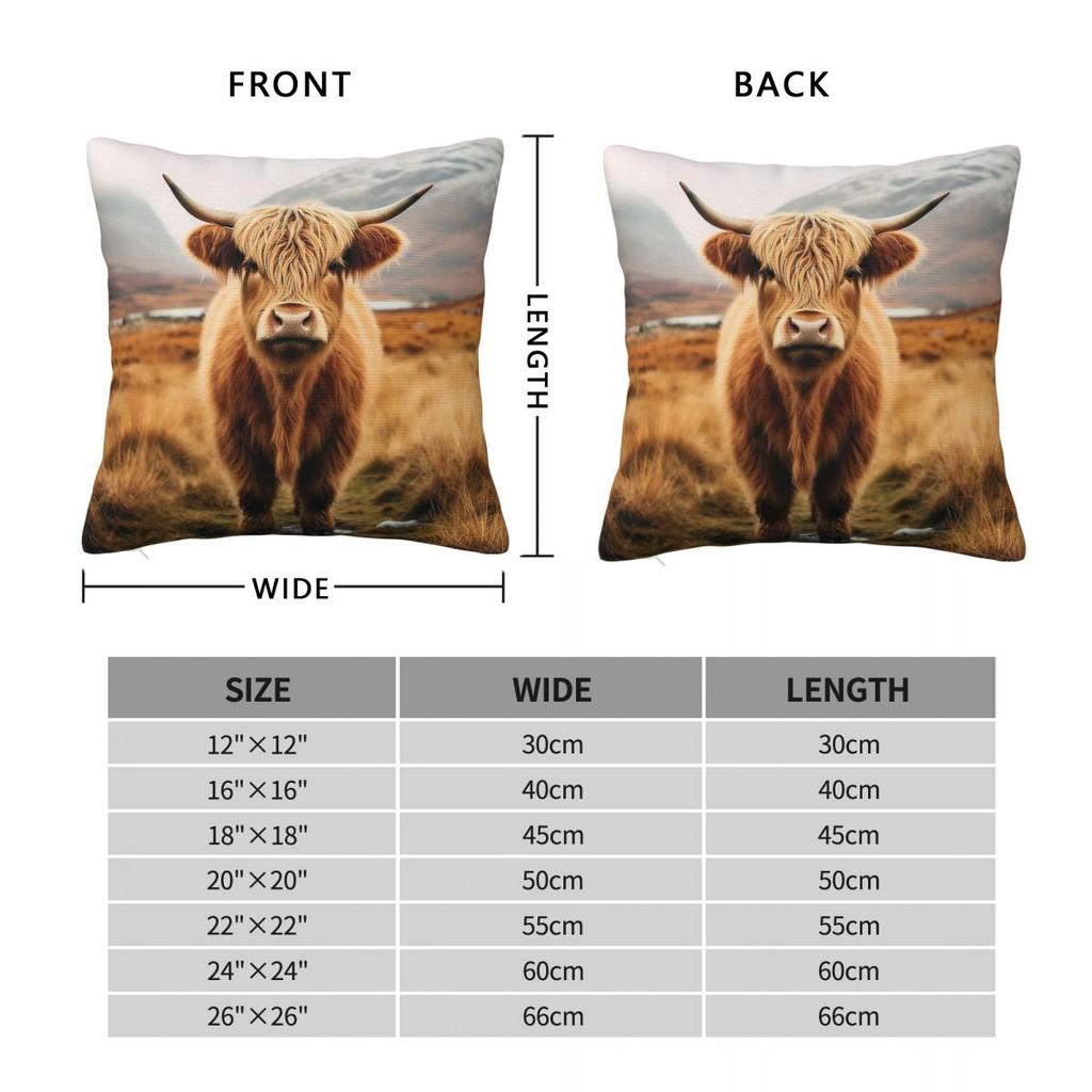 Highland Cow Scottish Cattle Pillowcase Polyester Linen Velvet Pattern Decorative Throw Pillow Case Sofa Seater Cushion Cover