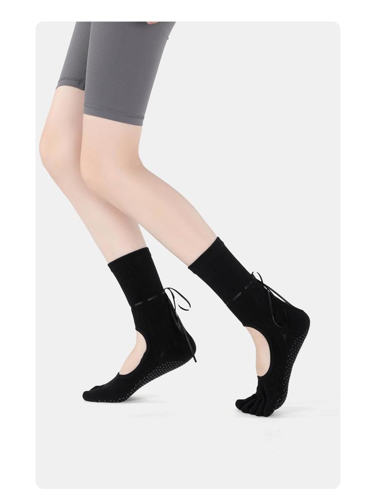 MEIKAN Женские нескользящие носки до середины икры с лентой на пальцах для йоги