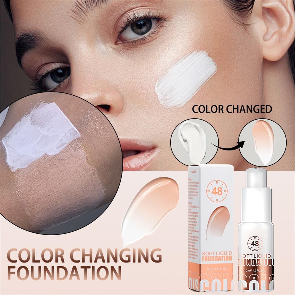 48H Temperature-changing Concealer Makeup-free Liquid Foundation 30ml Color-changing Skin Tone Temperature-changing Oil-control Liquid Foundation