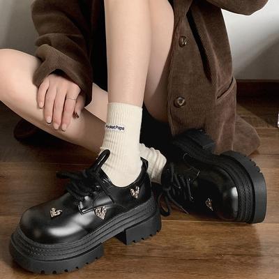 Черные кожаные туфли на платформе и высоком толстом каблуке в британском стиле, женские, новая весенняя универсальная обувь 2025 года, туфли-лоферы