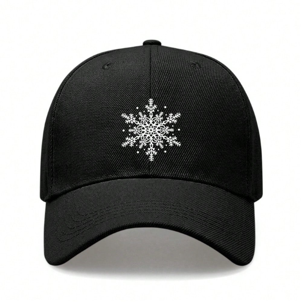 [Winter Baseball Cap] Unisex Snowflake Print Hat, Adjustable Soft Polyester, Lightweight Breathable, Sun Protection for Daily Wear & Holiday Gift