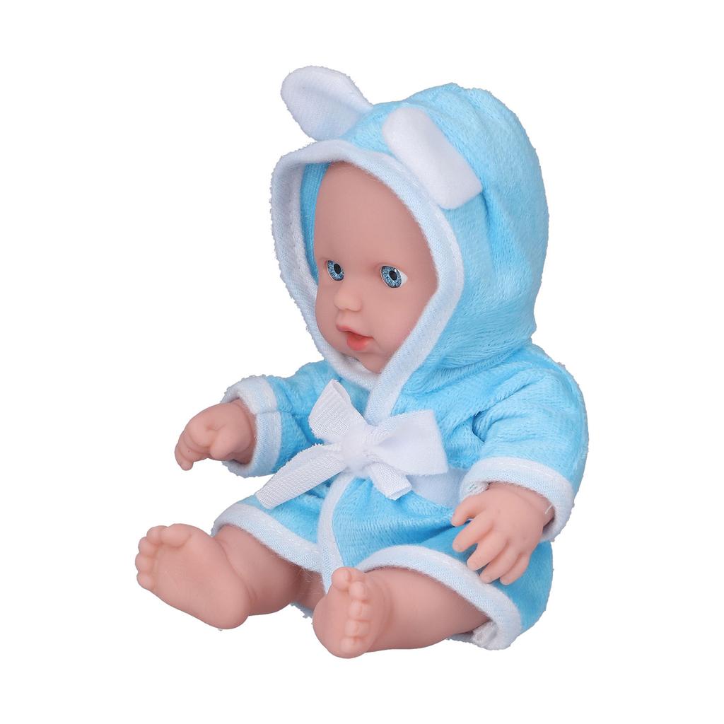Soft Body Baby Doll Lifelike Newborn Baby Doll Simulation Reborn Baby Doll 8 InchesBlue Gown