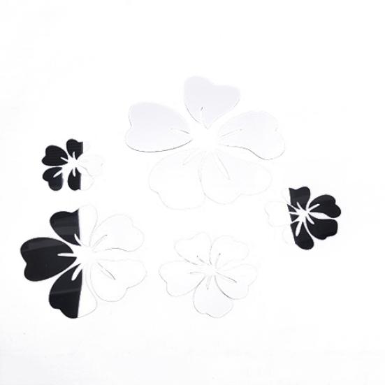 Fashion 5Pcs Flower 3D Art Mirror Wall Sticker Decal Home Office DIY Decor