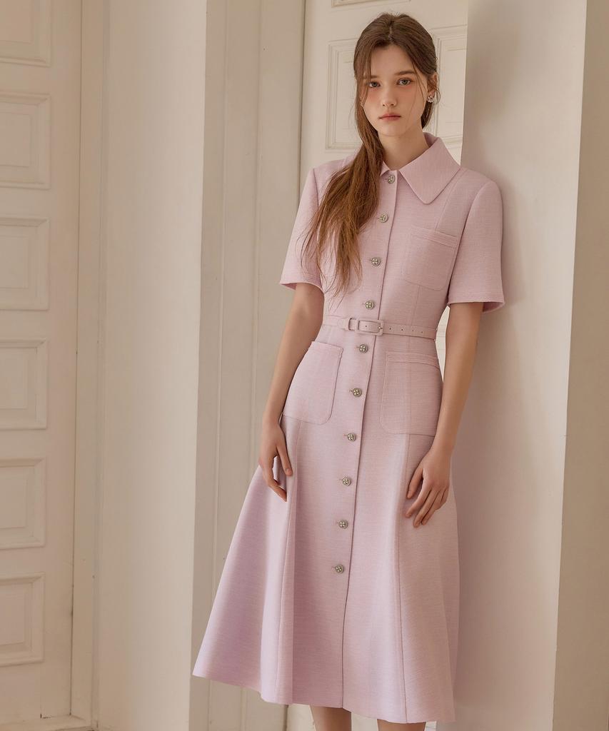 Julie And Kara 26Ss Calla133 Shebigins Maya Tweed Dress Lavender