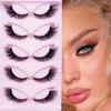 5 Pairs Cat Eye Lashes 24mm Wispy Fake Lashes Fluffy Cat Eye Lashes Extensions False Eyelashes