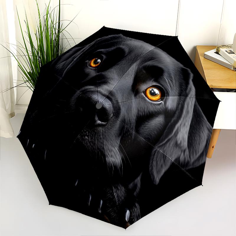 Рисунок лабрадора ретривера черного окраса, автоматический складной зонт, портативная и складная конструкция, 8 спиц, рождественский или день рождения подарок.