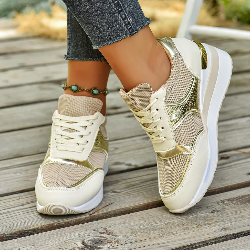 Women's Lightweight Wedge Sneakers Fashion Lace Up Running Shoes for Women Casual Comfortable Walking Shoes Plus Size
