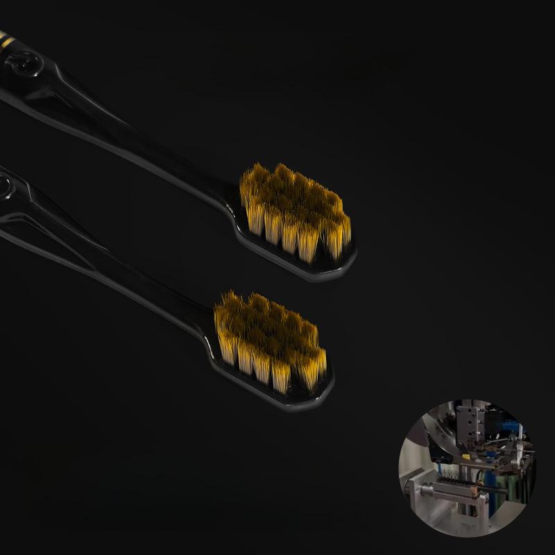 [Подарочная коробка из 6 предметов] Зубная щетка премиум-класса для взрослых с ультратонкой средней щетиной, широкой головкой и элегантной ручкой с золотым тиснением