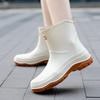 Fashion Rain Boots for Women Short Tube Non-slip Waterproof Shoes Plus Velvet Warm Rain Boots Kitchen Work Four Seasons Rubber Shoes Overshoes