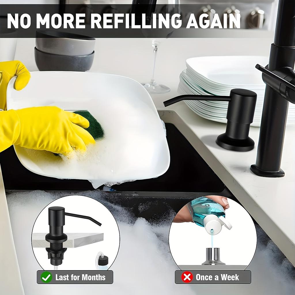 Дозатор мыла для кухонной мойки, встраиваемый в столешницу дозатор мыла с 40-дюймовым удлинительным комплектом, не нужно наполнять